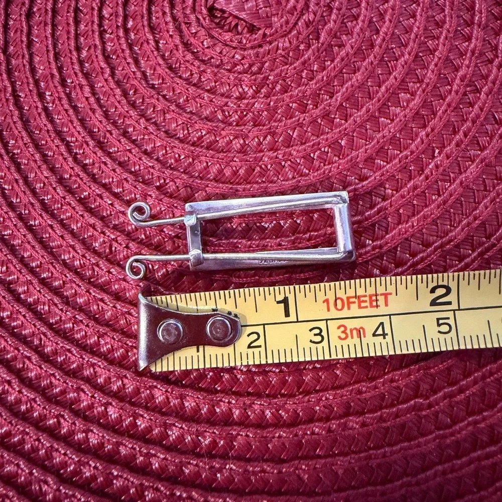Vintage Mexican 925 Sterling Silver Hair Clip Barrette Rectangular Geometric 4g